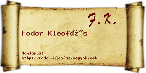 Fodor Kleofás névjegykártya
